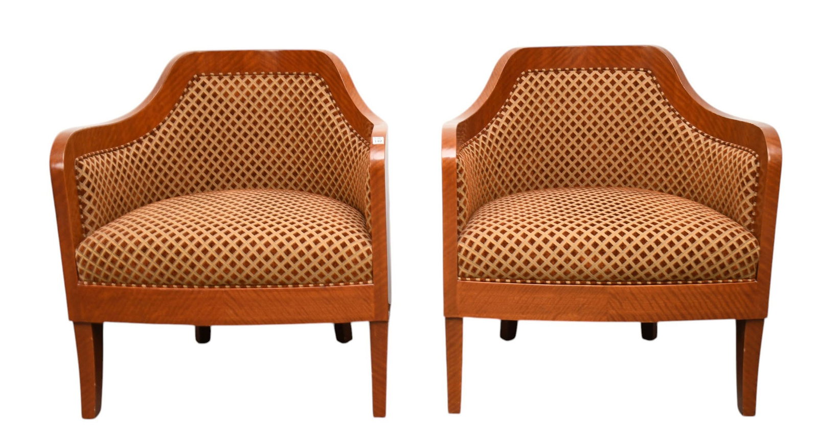 Pair Club Style Chairs with Veneer Frames, 36"h x 32"w x (1 of 8)