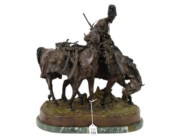 Russian Bronze After Lanceray "Zaporozhian Cossack After Battle" - Patinated bronze after Evgeny
