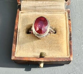 Russian Antique Faberge Style Gold Diamond Ruby ring size