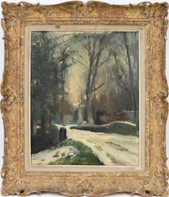 Jean Dominique Van Caulaert (French, 1897-1979) Oil on canvas, Landscape at Mt. Kisco -1958. Winter