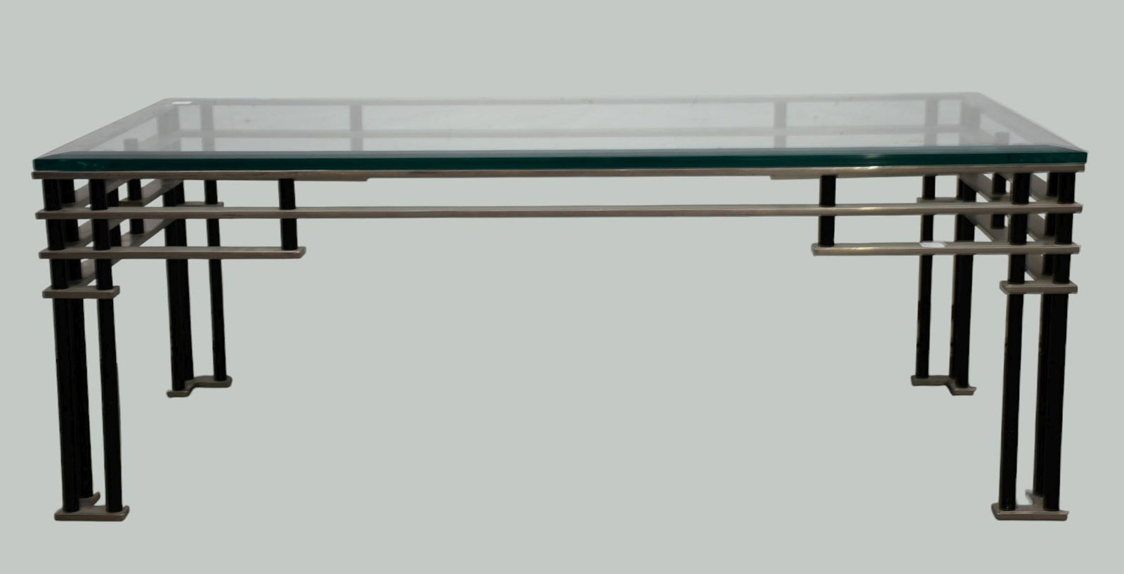 Modern Steel Base Coffee Table with Glass Top, 17"h x 49"w x (1 of 4)