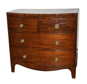 19th c. English Bowed Front 4 Drawer Chest, 33"h x 35"w x