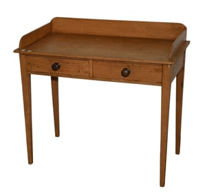 Antique Pine 2 Drawer Small Writing Desk, 35"h x 38"w x 19