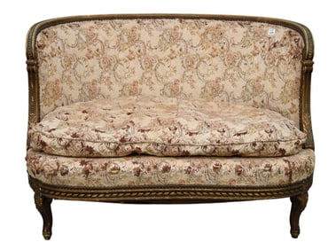 French Antique Love Seat with Single Cushion, 29"h x 41"w (needs