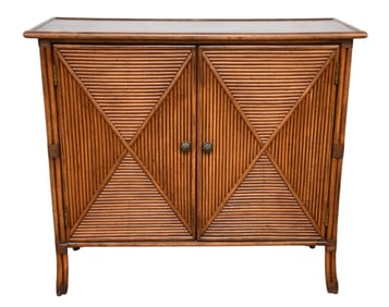 Vintage Cabinet, Faux Reeded Doors with 2 Shelf Interior, Stamped Coral Reef Hall Chest, Label