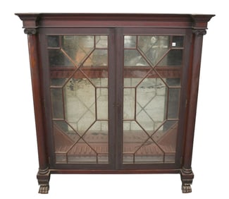 Mahogany Empire Cabinet/Bookcase, 19th c. Converted to Gun Cabinet, 63"h x 59"w x