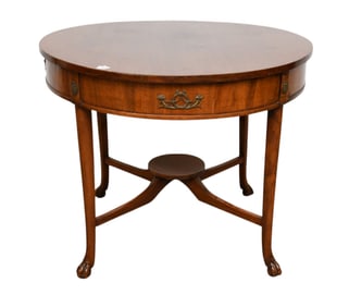 Center Table with Gilt Metal Mounts, Stretcher Base on 4 Legs Leading to Paw Feet, 27"h x