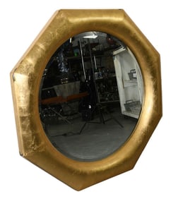 Oversized Octagonal Gilded Foil Framed Beveled Mirror, 48