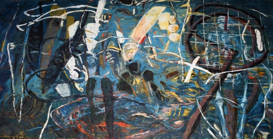 Reginald Herard (Haiti 1956 - 1999) Hunt for a Forgotten Dream. C.1990. Very Large Abstract Oil on