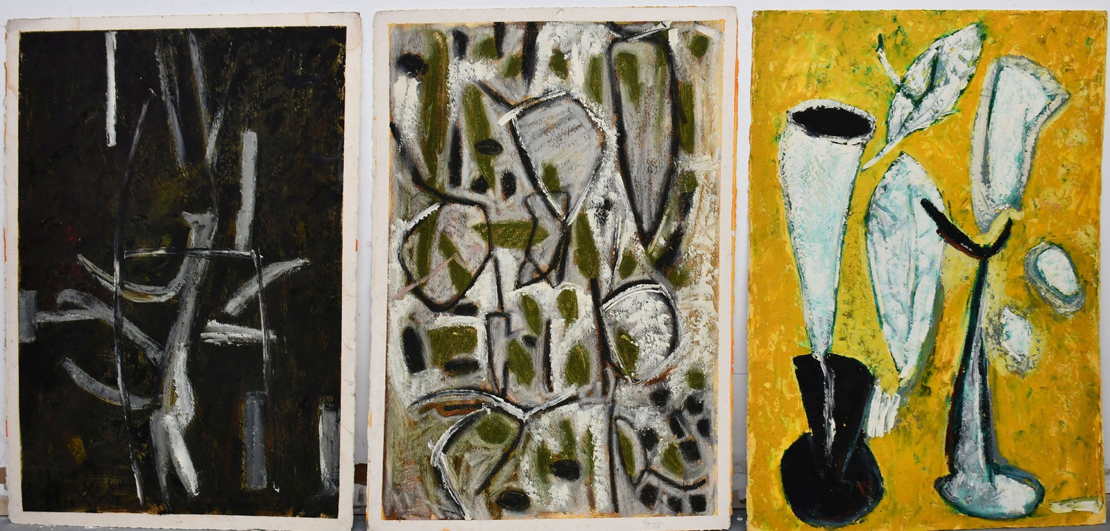 3 Mixed media on Paper Abstracts by Reginald Herard (Haiti 1956 - 1999) One is signed and dated '96. (1 of 6)