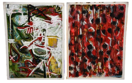 2 Mixed media on Paper Abstracts by Reginald Herard (Haiti 1956 - 1999) One is signed, Titled Ariel