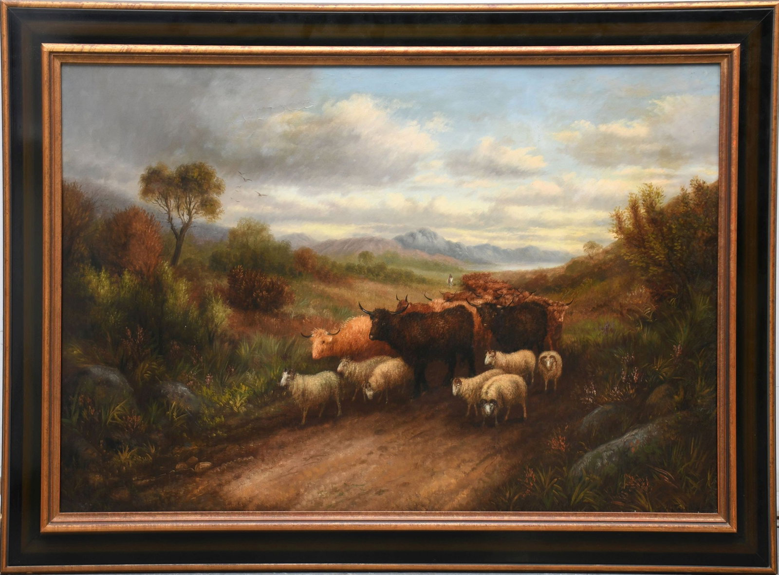 19th century European school signed H Jackson Highland Animals, Painting 24 x 36 inches. overall: 19th century European school signed H Jackson Highland Animals, Painting 24 x 36 inches. overall frame size 30 x 42 inches.