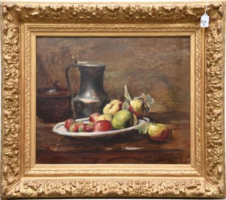 Marius Barthalot (France 1861 - 1955) Stil life Oil on canvas, 18 x 22 in.  (object # 86 in the
