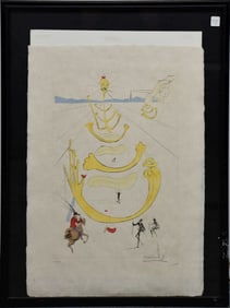 Salvador Dali Mask Of Death Color Etching, Hand Signed Surreal Horse Artwork. Edition 153/200. sheet