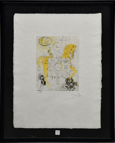 Salvador Dalí (1904-1989) Chevalier Royal de l'Apocalypse, colored Etching, edition 63/100. sheet