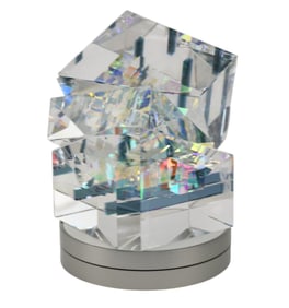 Toland Sand Dichroic Art Glass Abstract Sculpture, Signed Toland Sand, 2728, 4/08, 7 1/2"h x 5 1/2"w