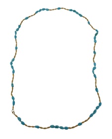 14K yellow Gold Turquoise Necklace. 30"