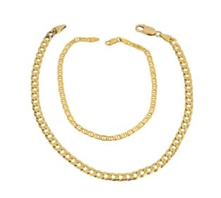 14K Yellow Gold Anklet and Bracelet.  Anklet 10" Bracelet 8", wt. 11.9 grams