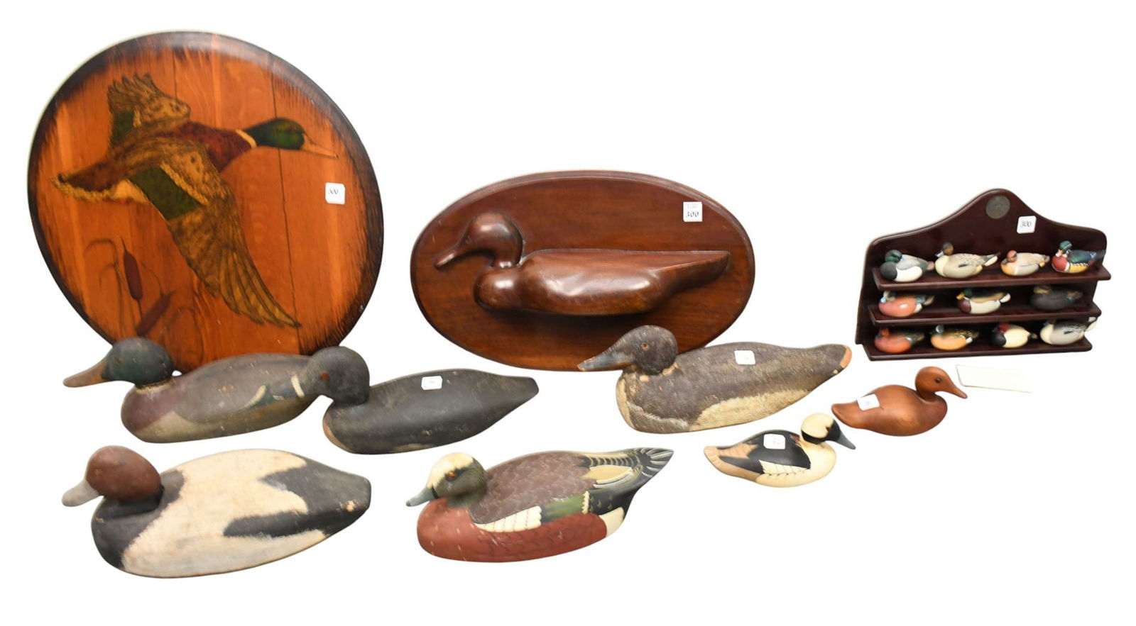 Lot of Assorted Decoys, incl; Mallard with Williams Label, 4 Vintage Ducks, 12 Jeff Brunet Miniature (1 of 18)