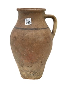 Possibly Middle Eastern Pottery Artifact, Handled Jug, 12"h x 7"w