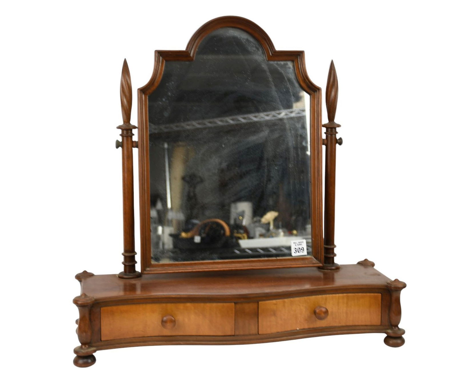 Widdicomb Mahogany Shaving Stand with Swing Mirror over 2 Drawers on Bun Feet, 23"h x 20"w x 7"d (1 of 6)