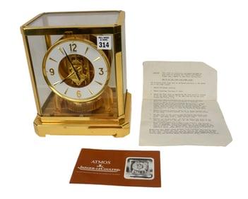 Le Coultre Atmos Clock, 9"h x 8"w x 5 1/2"d (minor scratches)