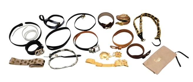 15 Assorted Belts, Gucci Italy, Alligator, Crocodile, Leather Etc. (2 without Buckles) AND 3