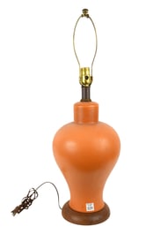 Vintage Bulbous Form Lamp, Terracotta Color, 28"h
