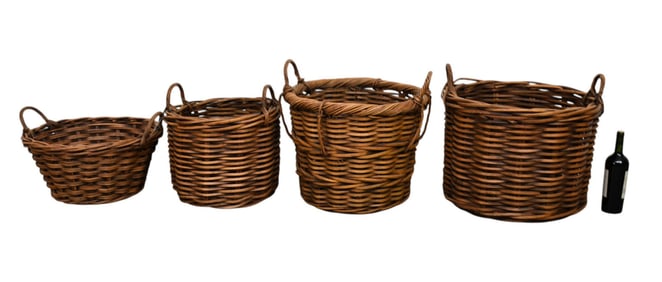 4 Hickory Splint Baskets, Toby West Home Cashiers NC, Largest, 20"h x 24"dia