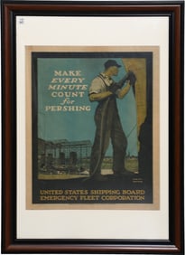 Antique WWI Poster "Make Every Minute Count for Pershing", Adolf Treidler - C. 1917. Designed by