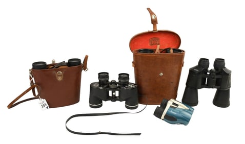 Five Pairs Binoculars, Agfa, Tasco, Taylor, Stauer - Comprising: A) AGFA 10x40 Binoculars & Case,