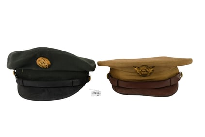 Two Vintage US Army Officer Hats, WW2 & Vietnam Eras - Comprising: A) United States Army Officer's