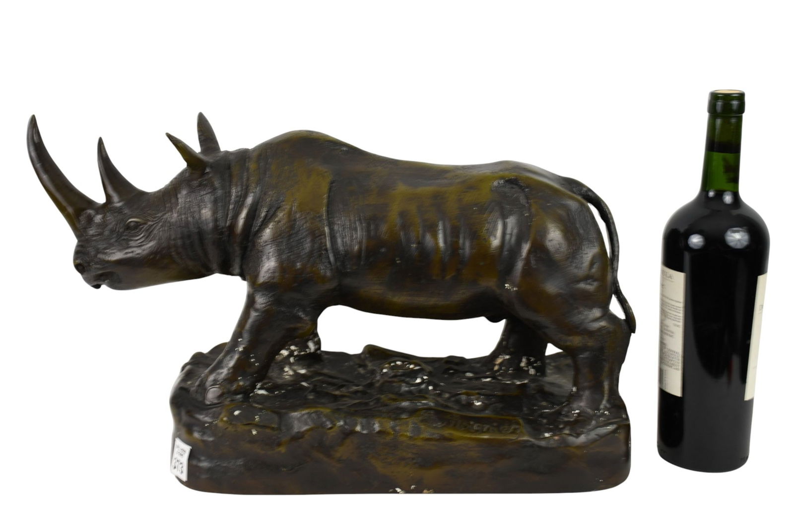 After Jules Moigniez Bronze Rhinoceros Sculpture - A patinated bronze sculpture of a standing (1 of 6)