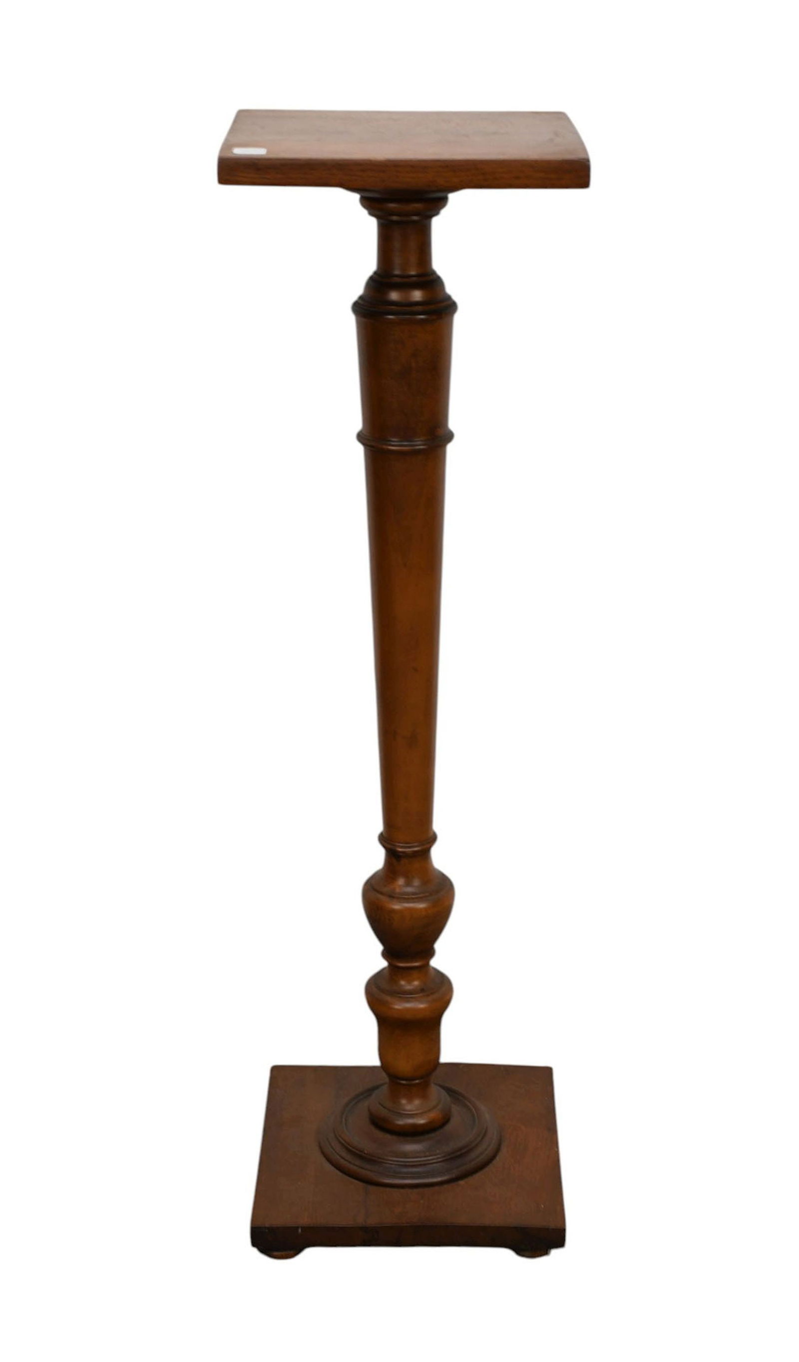 Oak Pedestal with Turned Column on Base, 40"h x 11"square (1 of 2)