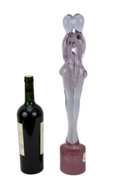 Murano Art Glass Sculpture, "Lovers", Artist Signed, 19"h x 4"w