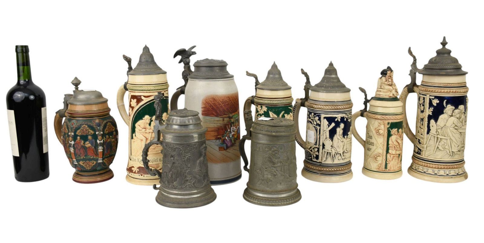 9 Assorted German Steins, Approx. 12" tallest, 9" shortest (1 of 15)