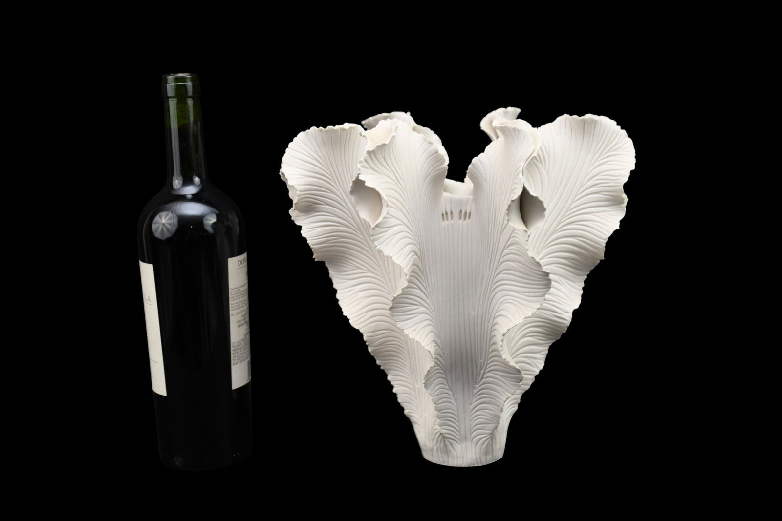 Free Form Bisque "Leaf" Vase, 1991, 10" x 10" (1 of 7)