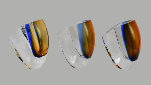3 Kosta Boda Vases, Mirage, New in Original Unopened Boxes, 8 1/2"h x 6 1/4"w x 3 3/4"d