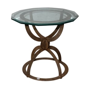 Side Table, Steel and 10 Sided Glass Top, 23"h x