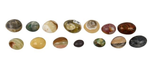 14 Assorted Stone Eggs (one lacquered)