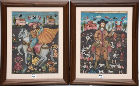 Pair Cusco School (20th Century) Oil on canvas, Paintings Spaniards, site size 15 x 11 1/2 inches.