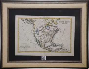 Antique French World Map dated 1781. approximately 9 3/4 x 14 inches. crease down the middle,