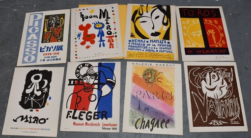EIGHT SMALL POSTERS- Probably all printed by Fernand Mourlot (French, 1895-1988)