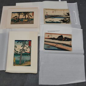 Utagawa Hiroshige (1797-1858) Four Woodblock Prints, Japan, Edo Period - C. mid-19th century - Four