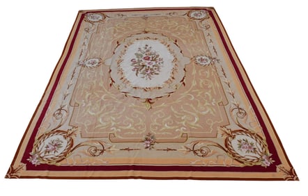 Aubusson needlepoint Rug, center medallion, 13 feet x 18 feet