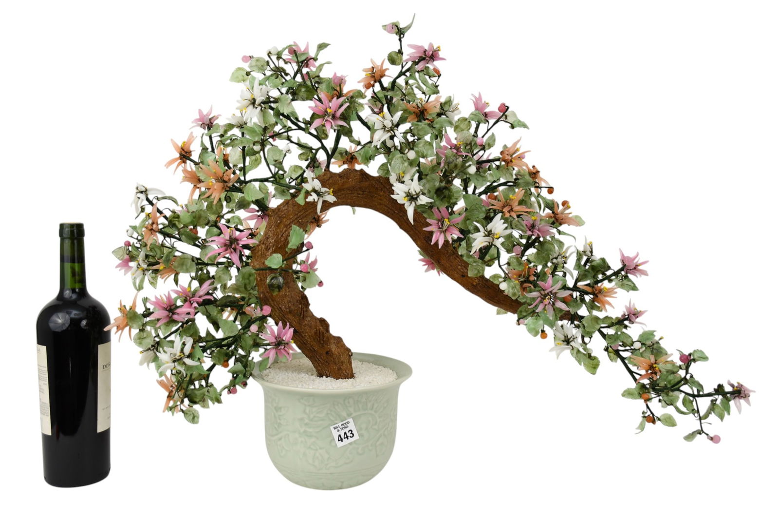 Jade Tree in Celadon Cachepot, Flowers Creating an Arch, 19"H x 28"w (1 of 5)