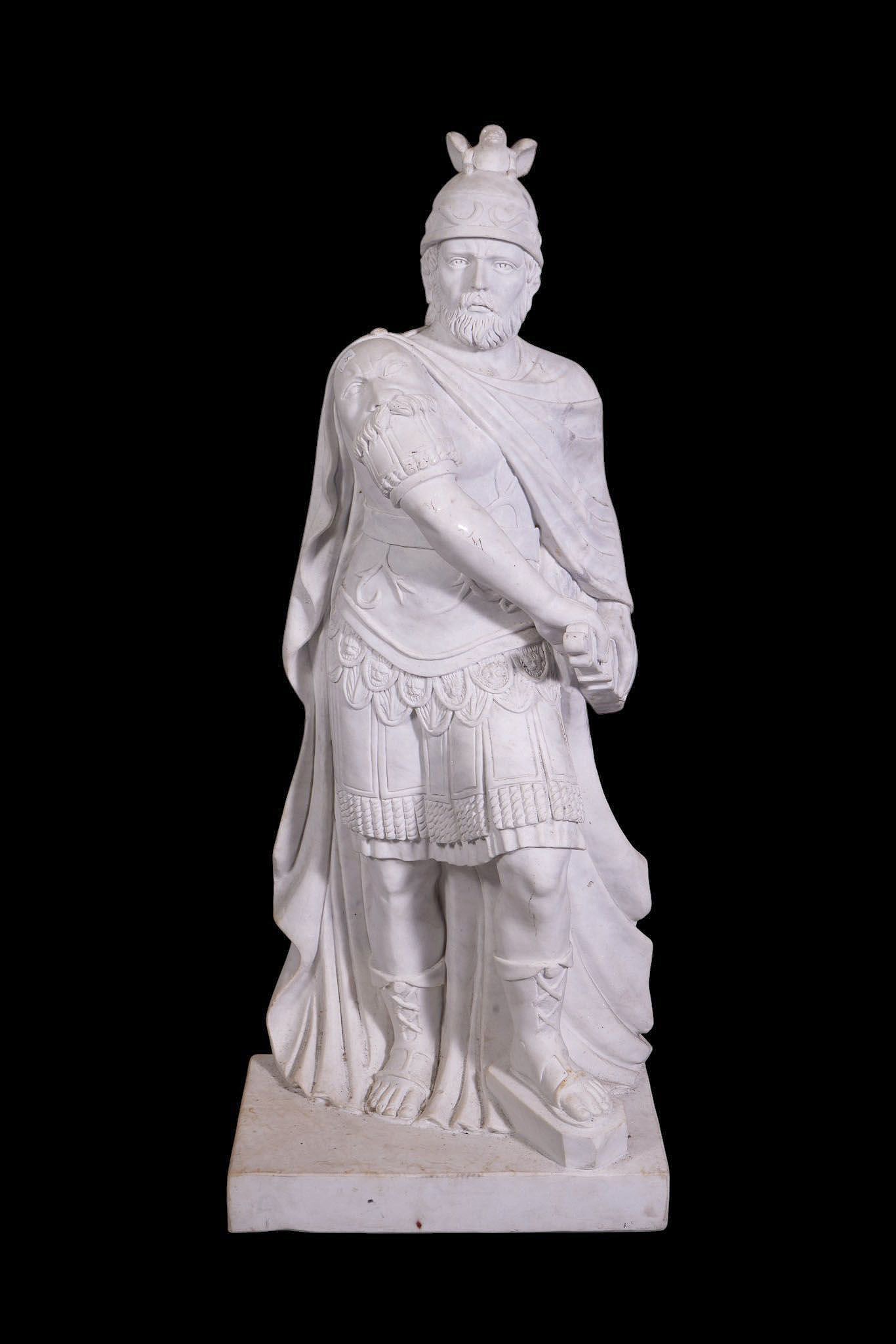 Marble Sculpture of Roman Warrior, 20th Century - A very large white marble sculpture of an Ancient