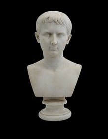 Italian Grand Tour Marble Bust of Augustus Caesar - C. 19th century. An Italian Grand Tour white