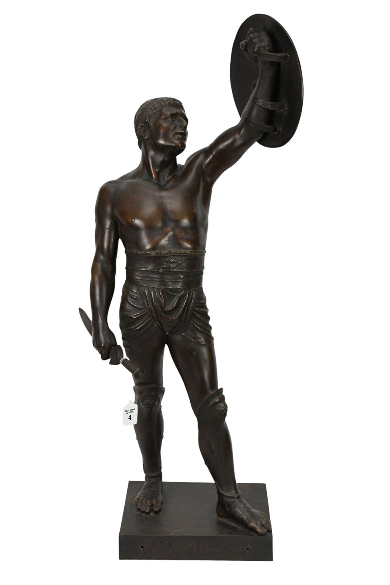 Bronze Gladiator Sculpture, Title MYRMILLO, by Emile Guillemin 19th Century French Artist. Signed (1 of 15)