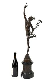 After Giambologna, Bronze Sculpture of Mercury, 19th Century - A patinated bronze sculpture after